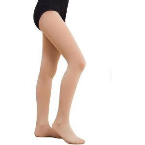 imageDIPUG Ballet Tights for Girls  Thick Soft Footed Dance Tights for Toddlers and KidsLight Suntan 1 Pack