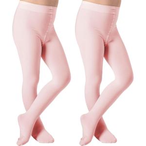 imageDIPUG Ballet Tights for Girls  Thick Soft Footed Dance Tights for Toddlers and KidsPink  2 Pack
