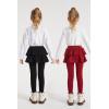 imageDIPUG 2Pack Girls Leggings School Uniform Pants with Double Layer Ruffled Hem Skirt Stylish Legging for Kids 28YearsBlack burgundy