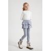imageDIPUG 2Pack Girls Leggings School Uniform Pants with Double Layer Ruffled Hem Skirt Stylish Legging for Kids 28YearsNavy lgrey
