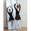 imageDIPUG Ballet Leotards for Girls Removable Skirt Shiny Toddler Dance Leotard Star Long SleeveBlack