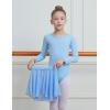 imageDIPUG Ballet Leotards for Girls Removable Skirt Shiny Toddler Dance Leotard Star Long SleeveBlue