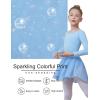 imageDIPUG Ballet Leotards for Girls Removable Skirt Shiny Toddler Dance Leotard Star Long SleeveBlue