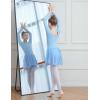 imageDIPUG Ballet Leotards for Girls Removable Skirt Shiny Toddler Dance Leotard Star Long SleeveBlue