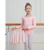 imageDIPUG Ballet Leotards for Girls Removable Skirt Shiny Toddler Dance Leotard Star Long SleevePink
