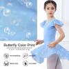 imageDIPUG Ballet Leotards for Girls with Skirt Shiny Toddler Dance Leotard ButterflyBlue