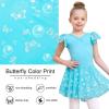 imageDIPUG Ballet Leotards for Girls with Skirt Shiny Toddler Dance Leotard ButterflyPool Blue