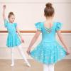 imageDIPUG Ballet Leotards for Girls with Skirt Shiny Toddler Dance Leotard ButterflyPool Blue