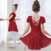 imageDIPUG Ballet Leotards for Girls with Skirt Shiny Toddler Dance Leotard ButterflyRed