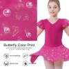 imageDIPUG Ballet Leotards for Girls with Skirt Shiny Toddler Dance Leotard ButterflyRose