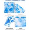 imageDIPUG Girls Athletic Leggings with Pockets for Stretchy Pants Running Gym Dance Yoga and SportsTiedye Blue