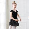 imageDIPUG Girls Ballet Leotards Toddler Shiny Dance Leotard Dresses with Ruffle SleeveBlack