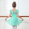 imageDIPUG Girls Ballet Leotards Toddler Shiny Dance Leotard Dresses with Ruffle SleeveGreen
