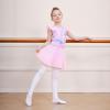 imageDIPUG Girls Ballet Leotards Toddler Shiny Dance Leotard Dresses with Ruffle SleevePink Butterfly