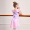 imageDIPUG Girls Ballet Leotards Toddler Shiny Dance Leotard Dresses with Ruffle SleevePink Butterfly