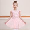 imageDIPUG Girls Ballet Leotards Toddler Shiny Dance Leotard Dresses with Ruffle SleevePink Unicorn