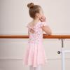 imageDIPUG Girls Ballet Leotards Toddler Shiny Dance Leotard Dresses with Ruffle SleevePink Unicorn