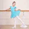 imageDIPUG Girls Ballet Leotards Toddler Shiny Dance Leotard Dresses with Ruffle SleevePool Blue