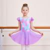 imageDIPUG Girls Ballet Leotards Toddler Shiny Dance Leotard Dresses with Ruffle SleevePurple Mermaid