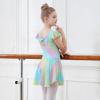 imageDIPUG Girls Ballet Leotards Toddler Shiny Dance Leotard Dresses with Ruffle SleeveRainbow