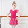 imageDIPUG Girls Ballet Leotards Toddler Shiny Dance Leotard Dresses with Ruffle SleeveRose