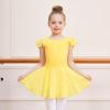 imageDIPUG Girls Ballet Leotards Toddler Shiny Dance Leotard Dresses with Ruffle SleeveYellow