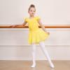 imageDIPUG Girls Ballet Leotards Toddler Shiny Dance Leotard Dresses with Ruffle SleeveYellow