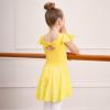 imageDIPUG Girls Ballet Leotards Toddler Shiny Dance Leotard Dresses with Ruffle SleeveYellow