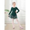 imageDIPUG Girls Dance Dress Long Sleeve Ballet Leotards Toddler Dance OutfitDark Green