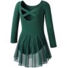 imageDIPUG Girls Dance Dress Long Sleeve Ballet Leotards Toddler Dance OutfitDark Green
