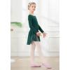 imageDIPUG Girls Dance Dress Long Sleeve Ballet Leotards Toddler Dance OutfitDark Green