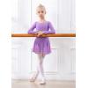 imageDIPUG Girls Dance Dress Long Sleeve Ballet Leotards Toddler Dance OutfitPurplelong Sleeve