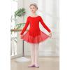 imageDIPUG Girls Dance Dress Long Sleeve Ballet Leotards Toddler Dance OutfitRed