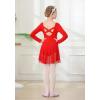 imageDIPUG Girls Dance Dress Long Sleeve Ballet Leotards Toddler Dance OutfitRed