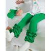 imageDIPUG Toddler Leggings Cute Kids Pants Girls Legging Colorfu with Ruffle Trim for Little Child BabyGreen