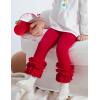 imageDIPUG Toddler Leggings Cute Kids Pants Girls Legging Colorfu with Ruffle Trim for Little Child BabyRed