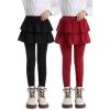 imageDIPUG 2Pack Girls Leggings School Uniform Pants with Double Layer Ruffled Hem Skirt Stylish Legging for Kids 28YearsBlack burgundy
