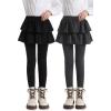 imageDIPUG 2Pack Girls Leggings School Uniform Pants with Double Layer Ruffled Hem Skirt Stylish Legging for Kids 28YearsBlack dark Grey