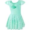imageDIPUG Girls Ballet Leotards Toddler Shiny Dance Leotard Dresses with Ruffle SleeveGreen