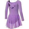 imageDIPUG Girls Dance Dress Long Sleeve Ballet Leotards Toddler Dance OutfitPurplelong Sleeve