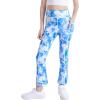 imageDIPUG Girls Flare Leggings Yoga Pants with Side Pockets Extra Stretch Ideal for Dance Jazz Sports and Everyday WearTiedye Blue