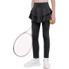imageDIPUG Girls Leggings with Side Pockets Ruffle Skirt Stretchy Comfortable for School and SportsBlack