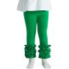 imageDIPUG Toddler Leggings Cute Kids Pants Girls Legging Colorfu with Ruffle Trim for Little Child BabyGreen