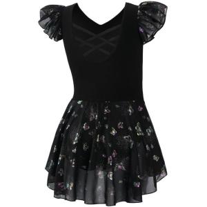 imageDIPUG Ballet Leotards for Girls with Skirt Shiny Toddler Dance Leotard ButterflyBlack