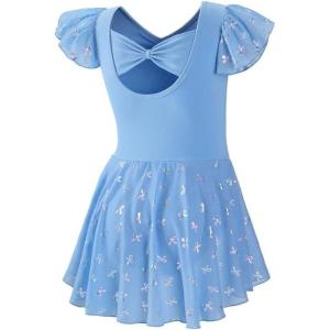 imageDIPUG Dance Leotards for Girls Shiny Dresses Ballet Leotard BowBlue
