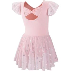 imageDIPUG Dance Leotards for Girls Shiny Dresses Ballet Leotard BowPink