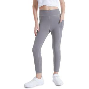 imageDIPUG Girls Athletic Leggings with Pockets for Stretchy Pants Running Gym Dance Yoga and SportsDark Grey