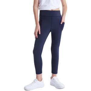 imageDIPUG Girls Athletic Leggings with Pockets for Stretchy Pants Running Gym Dance Yoga and SportsNavy