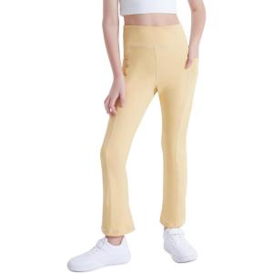 imageDIPUG Girls Flare Leggings Yoga Pants with Side Pockets Extra Stretch Ideal for Dance Jazz Sports and Everyday WearKhaki