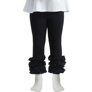 imageDIPUG Toddler Leggings Cute Kids Pants Girls Legging Colorfu with Ruffle Trim for Little Child BabyBlack